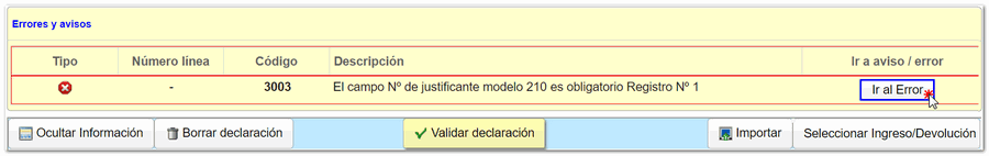 Validar declaració